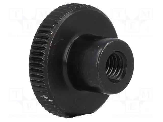 Knob; Ø: 16mm; Int.thread: M4; H: 9.5mm; steel; DIN 466; knurled ELESA+GANTER DIN466-M4
