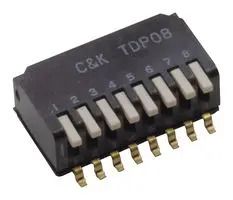 DIP SWITCH, 0.1A, 24V, 8POS, SMD TDP08H0SB1