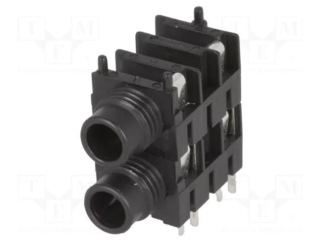 Connector: Jack 6,3mm; socket; female; mono,double; ways: 2; THT CLIFF FCR1116