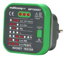 MAINS SOCKET TESTER W/RCD TEST, EU, 230V MP780683