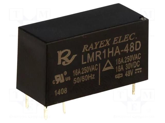 Relay: electromagnetic; SPST-NO; Ucoil: 48VDC; 16A; 16A/250VAC Recoy/RAYEX ELECTRONICS LMR1HA-48D