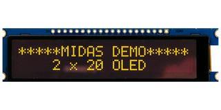 OLED DISPLAY, 20 X 2, COB, MULTI, 3.3V MDOB22005B1V-EYM