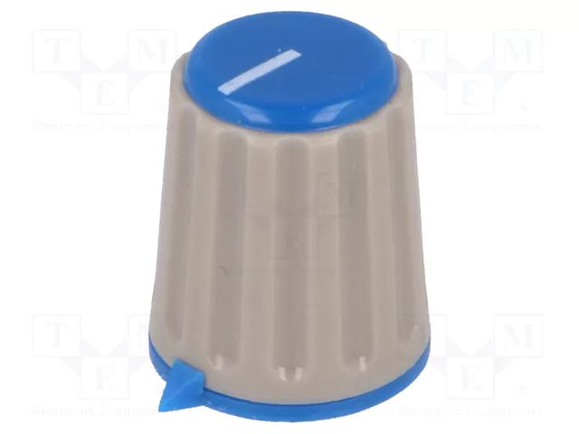 Knob; with pointer; Øshaft: 6mm; Ø15.3x18mm; Shaft: knurled; blue SR PASSIVES GWW16-BU