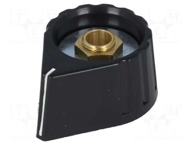 Knob; with pointer; plastic; Øshaft: 6mm; Ø28x17mm; black MENTOR G429.611