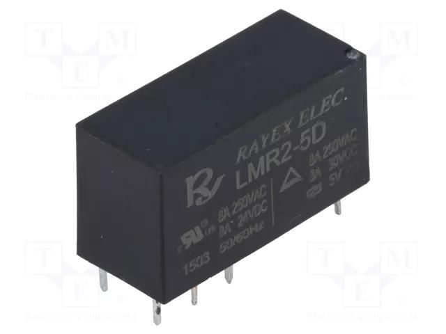 Relay: electromagnetic; DPDT; Ucoil: 5VDC; Icontacts max: 5A; LMR2 Recoy/RAYEX ELECTRONICS LMR2-5D