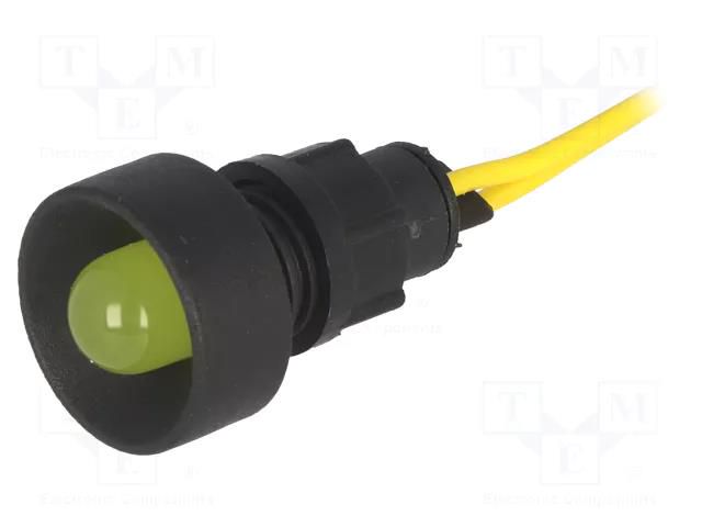 Indicator: LED; recessed; yellow; 230VAC; Ø13mm; IP20; cables; 300mm ELPROD LKS220-Y