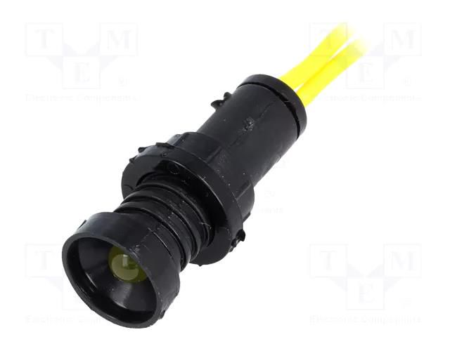 Indicator: LED; recessed; yellow; 230VAC; Ø10mm; IP20; cables; 300mm ELPROD LKM220-Y