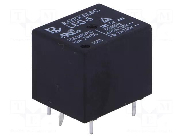 Relay: electromagnetic; SPDT; Ucoil: 5VDC; Icontacts max: 10A; LEG Recoy/RAYEX ELECTRONICS LEG-5