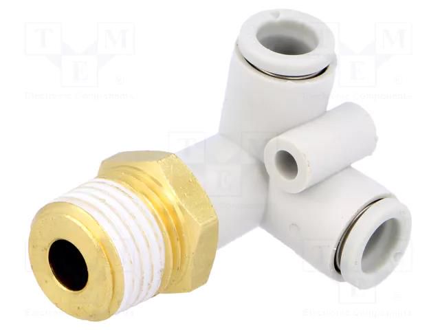 Tee fitting; threaded,angled 90°,plug-in; -1÷10bar; -5÷60°C SMC KQ2D06-02AS