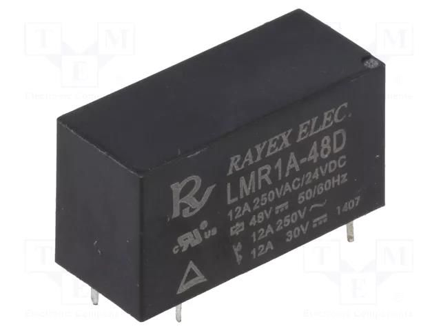 Relay: electromagnetic; SPST-NO; Ucoil: 48VDC; 12A; 12A/250VAC Recoy/RAYEX ELECTRONICS LMR1A-48D