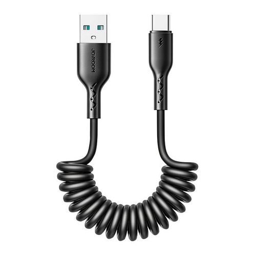 Fast Charging cable for car Joyroom USB-A to Type-C Easy-Travel Series 3A 1.5m, coiled (black), Joyroom SA38-AC3 1.5m Bl