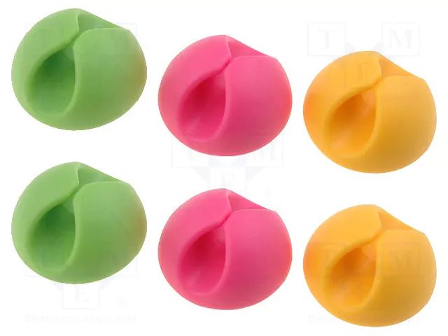 Holder; pink,green,yellow; Mounting: self-adhesive; 6pcs. LOGILINK PC-KAB0010