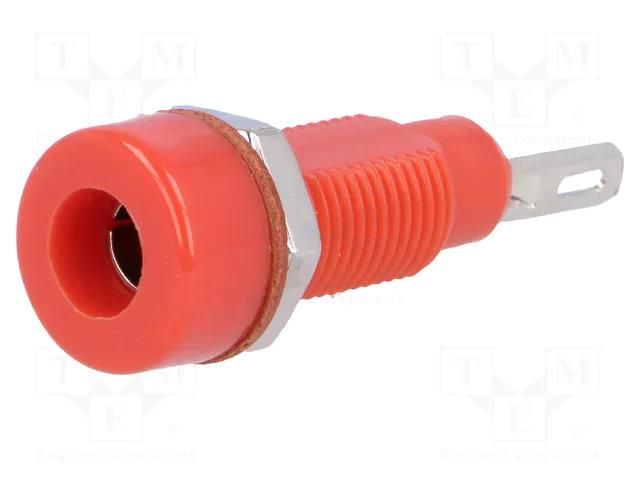 Connector: 4mm banana; socket; 10A; 60VDC; red; nickel plated SCI R1-22-R