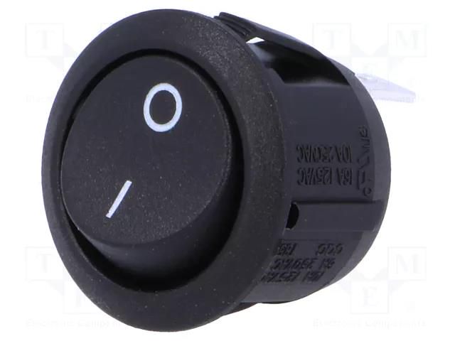 ROCKER; SPST; Pos: 2; OFF-(ON); 10A/250VAC; black; none; R13-112-AC SCI R13112F02BB2