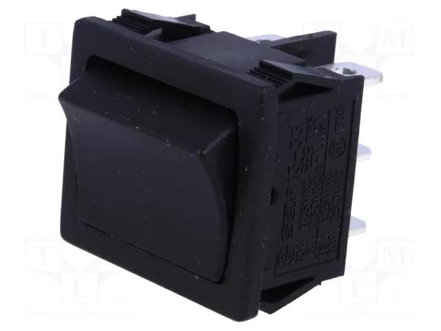 ROCKER; DPDT; Pos: 2; ON-ON; 6A/250VAC; black; none; R13-33-AC; 50mΩ SCI RS1333CBB0