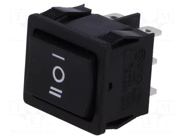 ROCKER; DP3T; Pos: 3; ON-OFF-ON; 6A/250VAC; black; none; R13-33-AC SCI RS1333DBB7