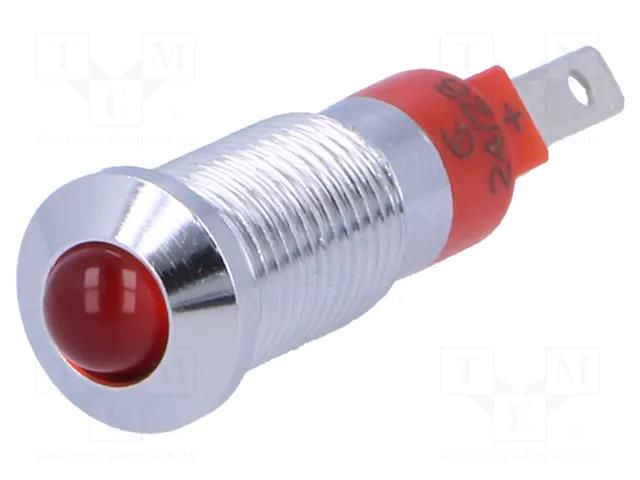 Indicator: LED; prominent; red; 24÷28VDC; Ø8.2mm; IP40; metal SIGNAL-CONSTRUCT SMQD08014