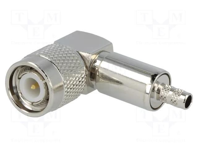 Connector: TNC; plug; male; 500V; angled 90°; 50Ω; crimped; POM AMPHENOL RF T1122A1ND3G1A50