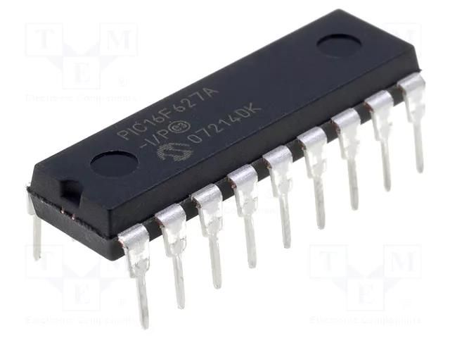 IC: PIC microcontroller; 1.75kB; 20MHz; A/E/USART; 3÷5.5VDC; THT MICROCHIP TECHNOLOGY PIC16F627A-I/P