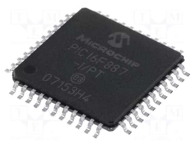 IC: PIC microcontroller; 14kB; 20MHz; 2÷5.5VDC; SMD; TQFP44; PIC16 MICROCHIP TECHNOLOGY PIC16F887-I/PT