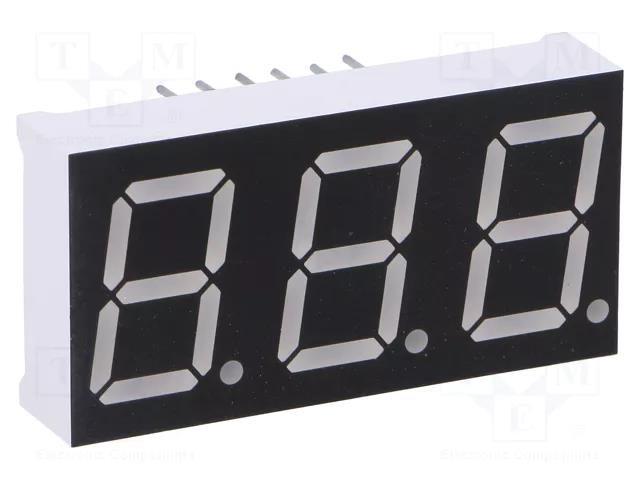 Display: LED; 7-segment; 14.2mm; 0.56"; No.char: 3; red; 8mcd; anode OPTO Plus LED OPD-T5620SR-BW