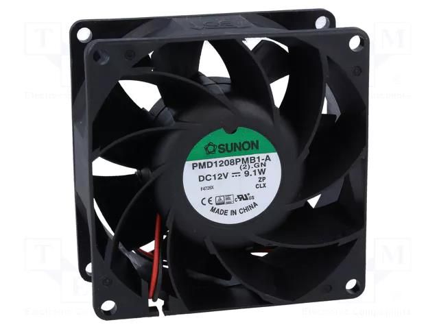 Fan: DC; axial; 12VDC; 80x80x38mm; 143m3/h; 55.2dBA; ball; Len: 300mm SUNON PMD1208PMB1A