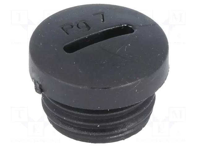 Stopper; PG7; polyamide; black; H: 10mm; Øout: 14.8mm KSS WIRING PSP-7