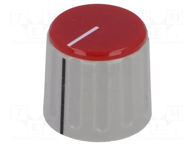 Knob; with pointer; ABS; Øshaft: 6mm; Ø21.3x18.8mm; grey; red SCI RN-110E-R6.1