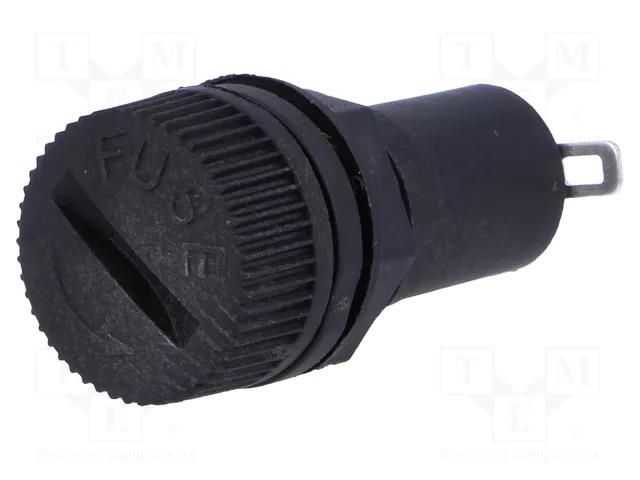 Fuse holder; 5x20mm; 10A; on panel; black; 250VAC; UL94V-0; 5mΩ Stelvio Kontek ZHL30A