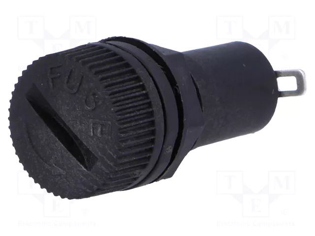 Fuse holder; 5x20mm; 10A; on panel; black; 250VAC; UL94V-0; 5mΩ Stelvio Kontek ZHL30A