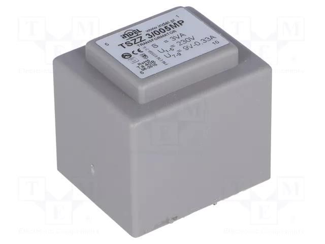 Transformer: encapsulated; 3VA; 230VAC; 9V; 330mA; PCB; IP00; C: 29mm INDEL TSZZ2.8/9V