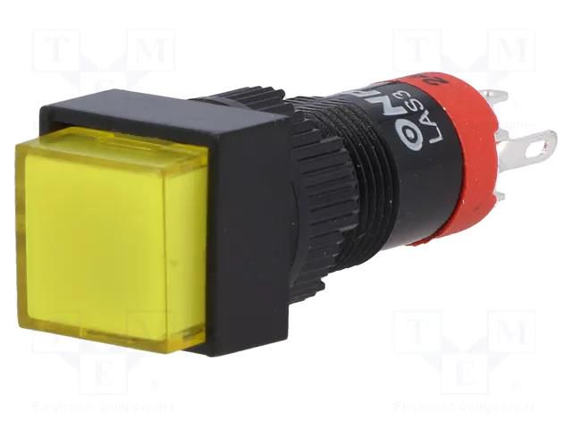 Switch: push-button; Pos: 2; SPDT; 0.5A/250VAC; 1A/24VDC; ON-(ON) ONPOW V10F-11-24Y