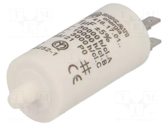 Capacitor: polypropylene; motors, run; 1uF; 475VAC; Ø28x55mm; ±5% DUCATI ENERGIA 4.16.17.01.64