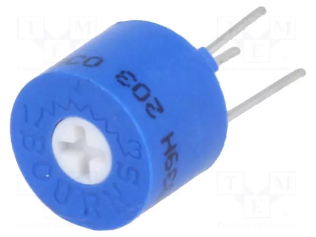 Potentiometer: mounting; horizontal,multiturn; 20kΩ; 0.5W; THT BOURNS 3339H-1-203LF