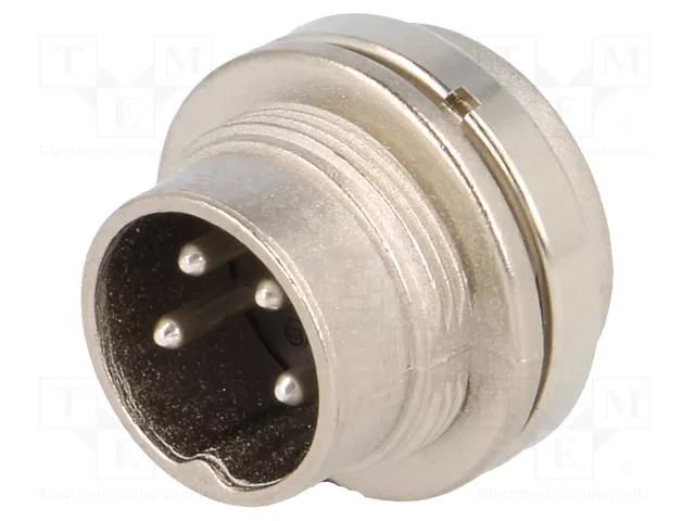 Connector: M16; socket; male; PIN: 4; 5A; 300V; C091A; soldering; IP40 AMPHENOL C091-T3302-000