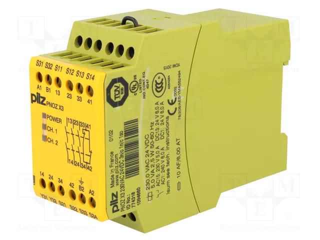 Module: safety relay; 230VAC; Usup: 24VDC; Contacts: NC + NO x3 PILZ 774318