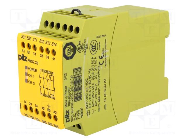 Module: safety relay; 24VAC; Usup: 24VDC; Contacts: NC + NO x3 PILZ 774310