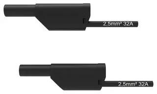 4MM BANANA PLUG-SQ, SHROUDED, BLACK, 2M DI VSFK 8700 / 2.5 / 200 / SW