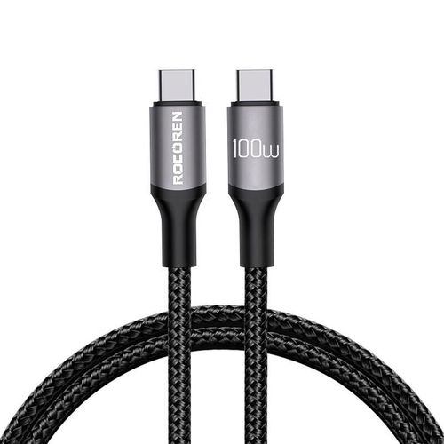 Fast Charging cable Rocoren USB-C to USB-C Retro Series 2m 100W (grey), Rocoren RCPBTT1-RTB0G