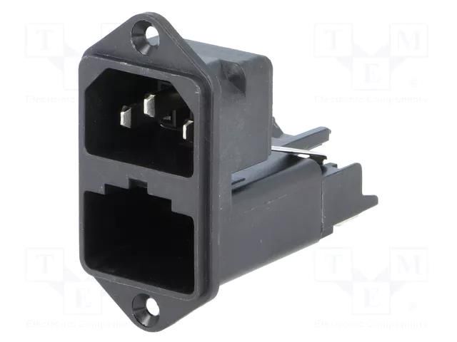 Connector: AC supply; socket; male; 10A; 250VAC; C14 (E); KEC SCHURTER 4303.0001