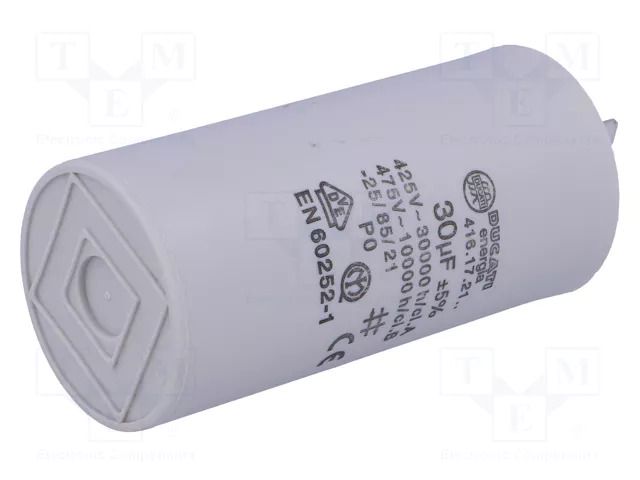 Capacitor: polypropylene; motors, run; 30uF; 475VAC; Ø45x92mm; ±5% DUCATI ENERGIA 4.16.17.21.60