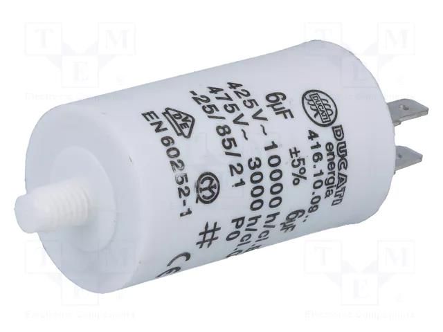 Capacitor: polypropylene; motors, run; 6uF; 425VAC; Ø32x55mm; ±5% DUCATI ENERGIA 4.16.10.09.64