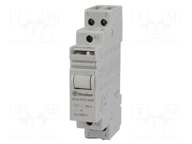 Relay: installation; bistable,impulse; NO x2; Ucoil: 12VDC; 20.24 FINDER 20.24.9.012.4000