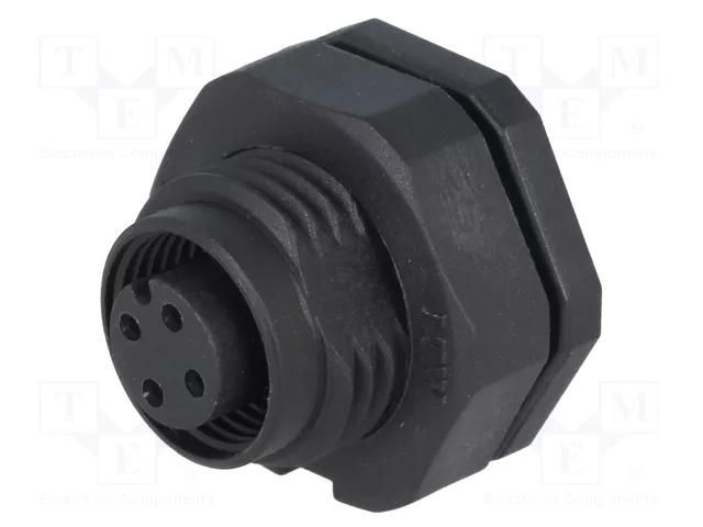 Connector: M12; socket; PIN: 4; female; 250V; IP68; soldering; 4A AMPHENOL LTW 12P-04PFFS-SF8001