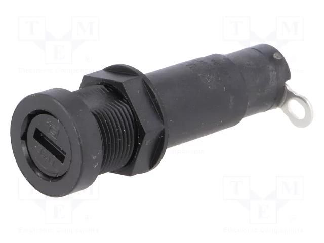 Fuse holder; 6.3x32mm; 10A; on panel; black; 250VAC; UL94V-0; FEU SCHURTER 0031.1672