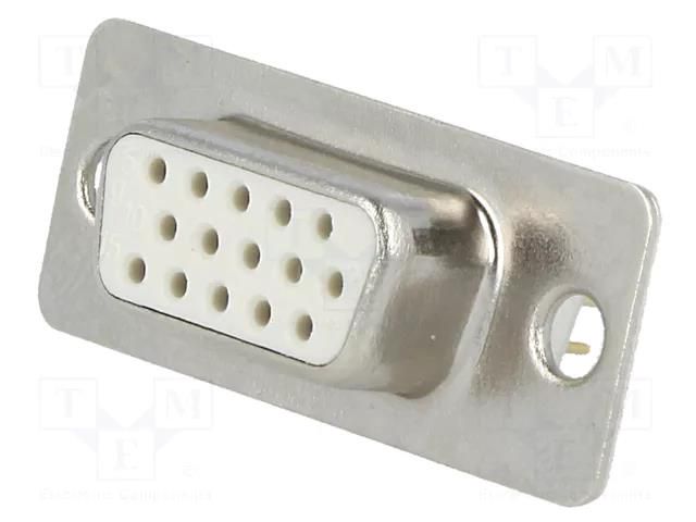 Connector: D-Sub HD; PIN: 15; socket; female; straight; THT; 5A; 15mΩ CONNFLY DF15PP-HD