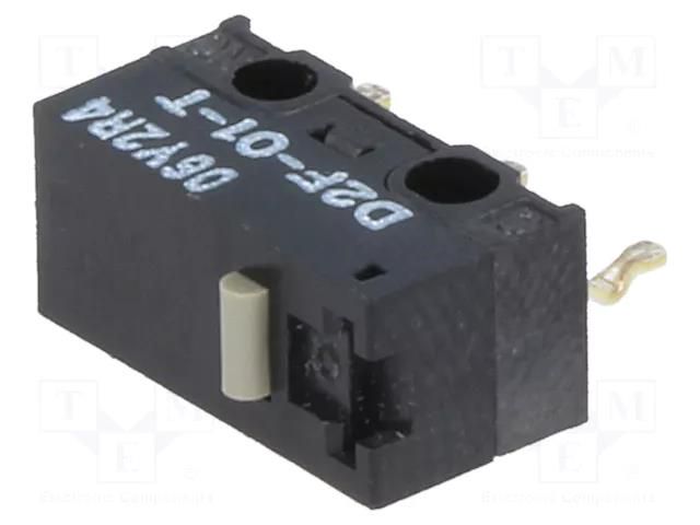 Microswitch SNAP ACTION; 3A/125VAC; 0.1A/30VDC; without lever OMRON Electronic Components D2F-01-T