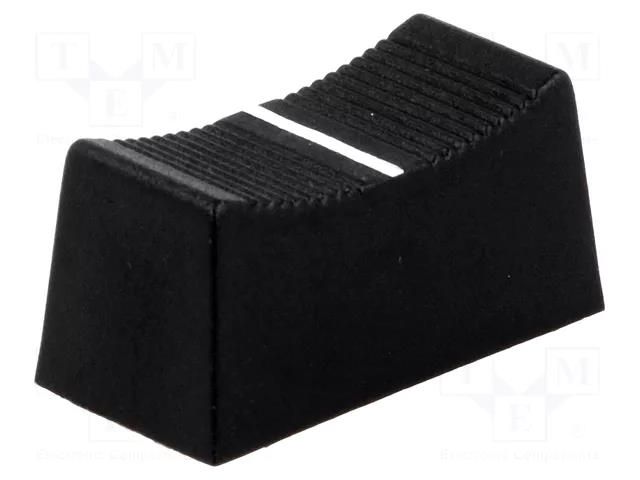 Knob; slider; black; 23x11x11mm; width shaft 6,3mm; plastic CLIFF CS1/6-BLK