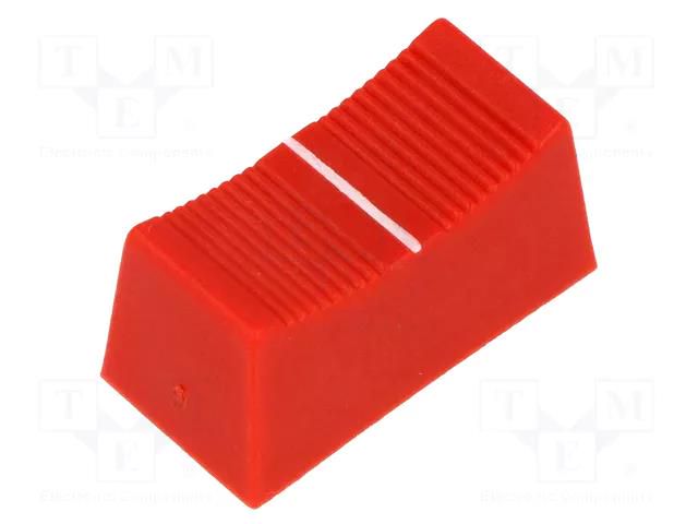 Knob; slider; red; 23x11x11mm; Width shaft 4mm; plastic CLIFF CS1/4A-RED