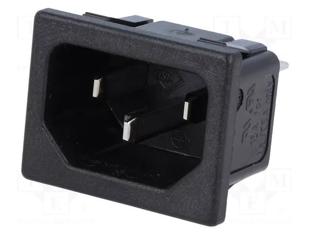 Connector: AC supply; socket; male; 10A; C14 (E); IEC 60320 K+B CS-029